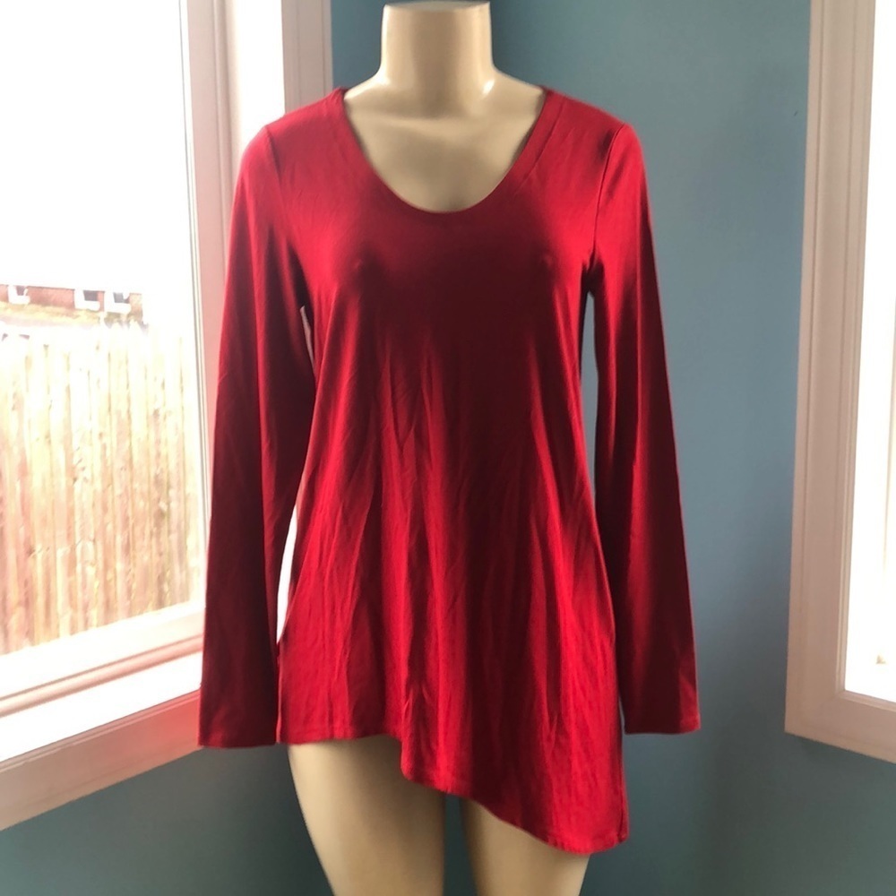 Eileen Fisher Women’s Long Allene Asymmetric Hem Tunic Jersey Knit Top